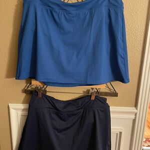 Lands End Skirt Swim Bottoms Blue and Dark Navy Womens size 14